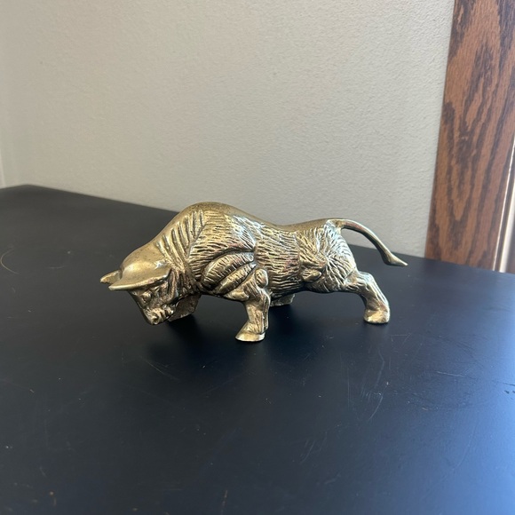 Other - Vintage Solid Brass Charging Bull 8” Figurine Taurus Statue